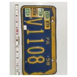1958 Pennsylvania License Plate
