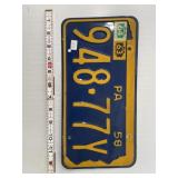 1958 Pennsylvania License Plate