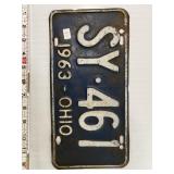 1963 Ohio License Plate