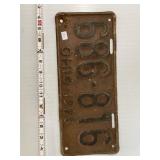 1925 Ohio License Plate