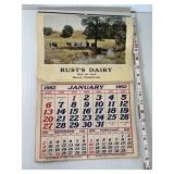 1952 Rusts Dairy Calendar Complete Sharon PA