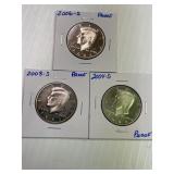 2003-S, 2004-S, 2006-S Kennedy Half Proof x3