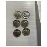 6 Roosevelt Dimes-1961,1962D,1963,1963D,1964,1964D