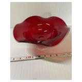 Vintage Red Ruffle Pedestal Bowl
