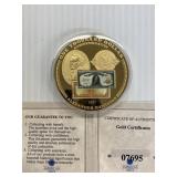 2009 $100 Bank Note Coin 54g 24k gold layered