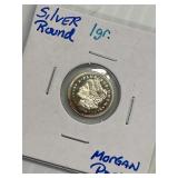 .999 Silver Round Morgan Design 1 Gram