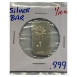 Large Old School Silver Bar 1/10oz .999
