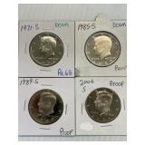 1971-S, 1885-S, 1989-S, 2006-S Proof Kennedy