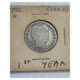 1892 Barber Quarter