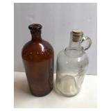 2 Vintage Glass Bottles (Cork Top)