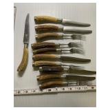 Vintage Rostfrei Knives & Forks Antler Bone