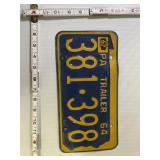 PA trailer Plate 1964