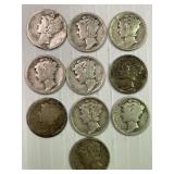 10 Mercury Silver Dimes