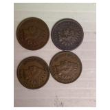 4 Indian Head Pennies 1879, 1902, 1903, & 1908