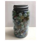 Mason Jar Full of 1950s Cats Eye marbles