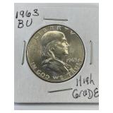 1963 Franklin Silver Half Dollar BU high grade
