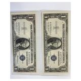 2-$1 Silver Cert Series 1935F Consecutive #