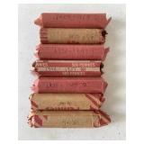Seven rolls of Wheat Pennies