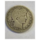 1915 D Barber Silver Quarter