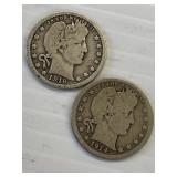 1914 & 1916 D Barber Silver Quarters