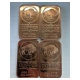 One Ounce Copper Bars Lot of 4