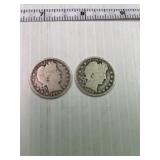 1895 & 1898 Barber Silver Quarters