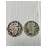 1915 & 1916D Barber Silver Quarters