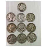 10 Mercury Silver Dimes