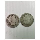 1906 & 1908 Barber Silver Quarters