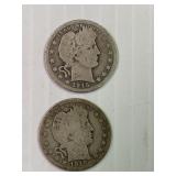 1915, 1916 Barber Quarters x2