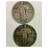 1927, 1929, Standing Liberty Quarter x2