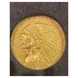 1913 Gold Indian 2 1/2 Dollars XF