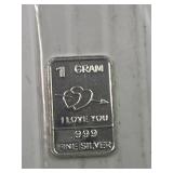 I Love You 1 Gram Silver Bar