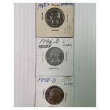 1968-S, 70-D, 96-D Proof BU Quarters
