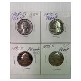 1968-S, 71-S,76-S, 81-S Proof Quarters x4