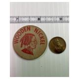 Masonic Penny and Wooden Nickel