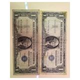 1957-B, 1957-A Silver Cert x2