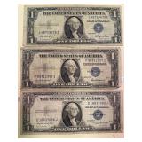 1935 E, F, G Silver Certificates x3