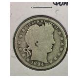 1894 Barber Quarter