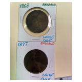 1868, 1897 English Large Cent