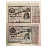 1874 USA Louisiana $5 Bonds x2