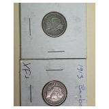1905 & 1913 Barber Silver Dimes