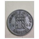 1943 England Silver 6 Pence