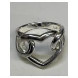 Silver Heart Ring Marked 925