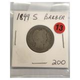 1899s Barber Quarter Quarter 90% Silver