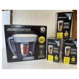 Zero Water 10 Cup Pitcher Plus 3 Filters New