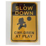 2 Slow Down Metal Signs - New
