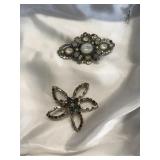 2 Brooches one marked 12kt GF 1 w/opal stones