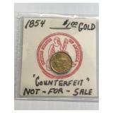 1854 Counterfeit $1 Gold Coin
