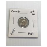 1917 Canada 5 cent piece-Silver Coin